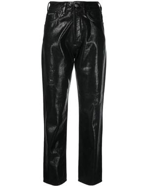 Philipp Plein Metallic Cropped Boyfriend Jeans - Black