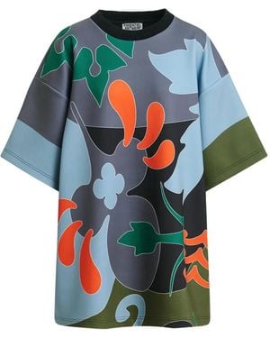 Essentiel Antwerp Klassic Floral-Print Mini T-Shirt Dress - Blue
