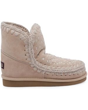 Mou Eskimo 18 Sashiko Ankle Boots - Natural