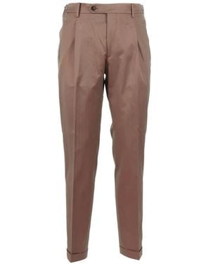 Berwich Retrolong Pleated Tailored Pants - Brown