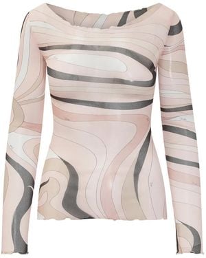 PUCCI Top Met Marmo-Print - Naturel
