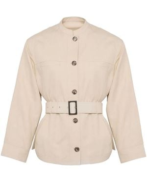 Yves Salomon Belted Jacket - Natural