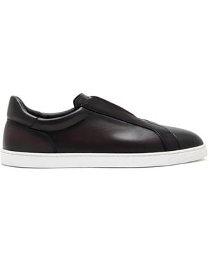 Magnanni Leather Slip-On Trainers - Black