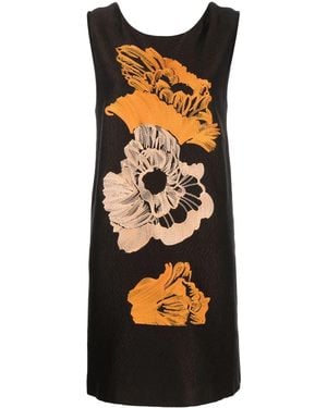 Ferragamo Embroidered-Floral Detail Dress - Black