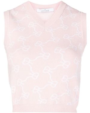 ROKH Monogram-Pattern Cropped Vest - Pink