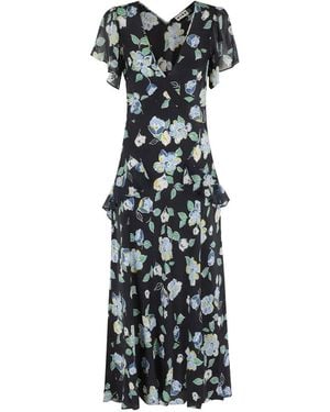 RIXO London Evie Midi-Jurk Met Bloemenprint En Ruches - Wit