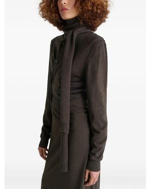 Lemaire Tie-Neck Button-Detail Top - Black
