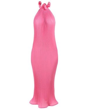 ROWEN ROSE Pleated Turtleneck Maxi Dress - Pink