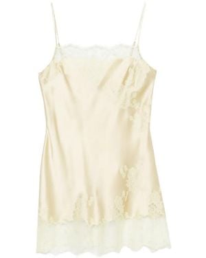 Carine Gilson Lace-Trim Silk Slip Dress - White