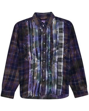 Needles Ribbon-Detail Plaid Shirt - Blue