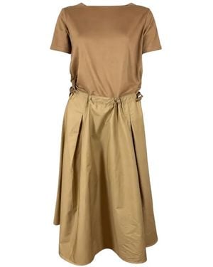 Herno Drawstring Pleated Midi Dress - Natural
