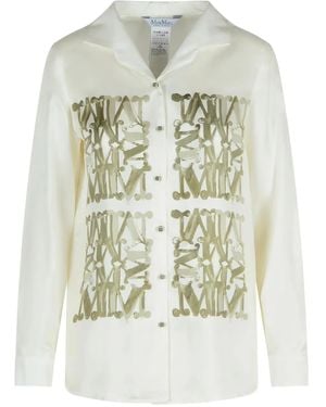Max Mara Monogram-Print Silk Shirt - White