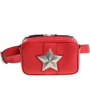 Les Jeunes Etoiles Mini Vega Star-Patch Leather Belt Bag - Red