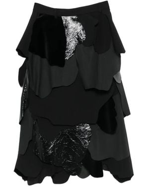Moschino Patchwork-Design Tiered Midi Skirt - Black