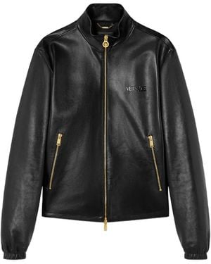 Versace Plongé Leather Jacket - Black