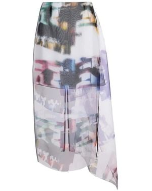 ROKSANDA Kairis Abstract-Print Asymmetric Skirt - White