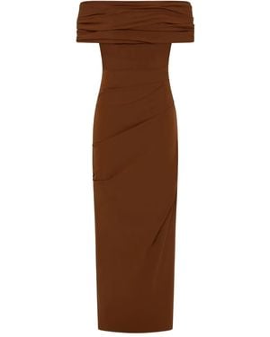 Rachel Gilbert Abito Camille Lungo Con Spalle Scoperte - Marrone