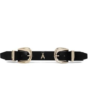 Patrizia Pepe Double-Buckle Leather Belt - White