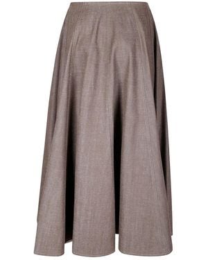 Jejia Sissi Paneled Flared A-Line Skirt - Brown