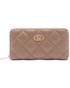 Liu Jo Monogram-Plaque Quilted Wallet - Brown