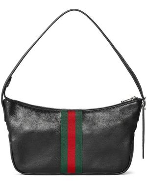 Gucci Lunetta Gestreepte Schoudertas - Zwart