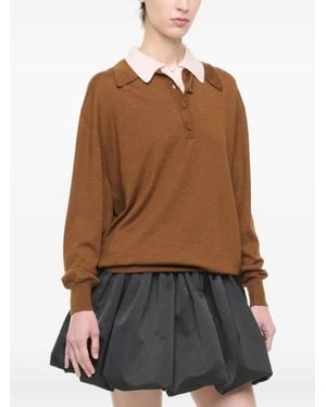 Plan C Double-Collar Polo Shirt - Brown