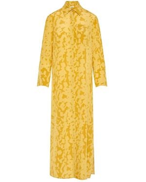 Barba Napoli Graphic-Print Shirt Maxi-Dress - Yellow