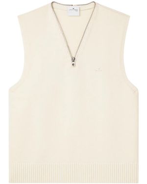 Courreges V-Neck Sleeveless Sweater - Natural