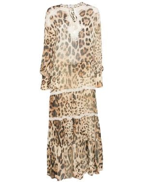 ERMANNO FIRENZE Midikleid Mit Leopardenprint - Weiß