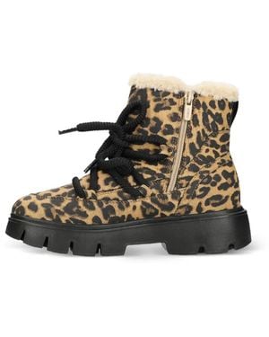 Mexx Leopard-Print Lace-Up Ankle Boots - Black