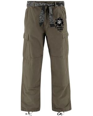APRÈS SURF Logo-Print Cotton Trousers - Grey