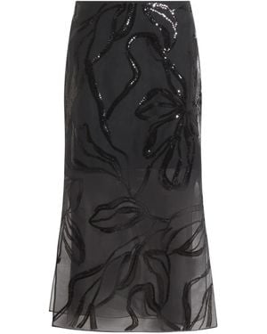 Brunello Cucinelli Sequin-Embellished Flared Skirt - Black