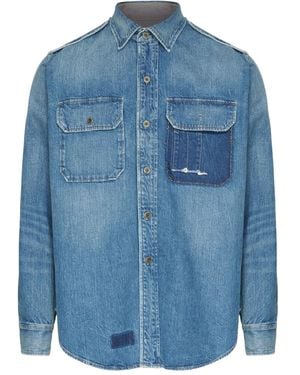 Maison Margiela パッチポケット デニムシャツ - ブルー