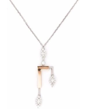YEPREM Collar Con Colgante Estructurado En Oro De 18 Ct Con Diamantes - Blanco