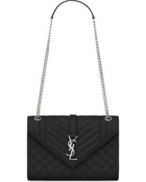 Saint Laurent Medium Envelope Quilted Shoulder Bag - ブラック