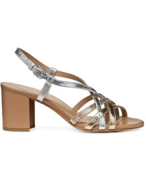 Geox Virnilisa Cracked-Effect Multi-Strap Heeled Sandals - Natural