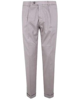 Michael Coal Pleated Linen Trousers - Grey