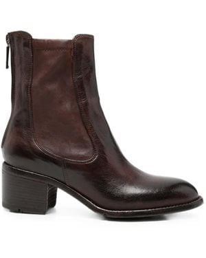 LEMARGO Rear-Zip Leather Ankle Boots - Brown