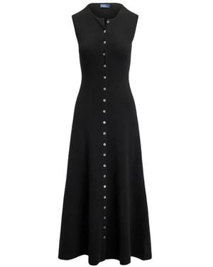 Polo Ralph Lauren Sleeveless Buttoned Midi Dress - Black