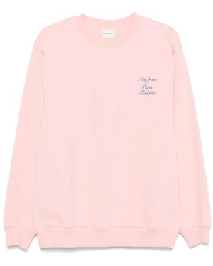 Drole de Monsieur Le Slogan Cursive Sweatshirt - Pink