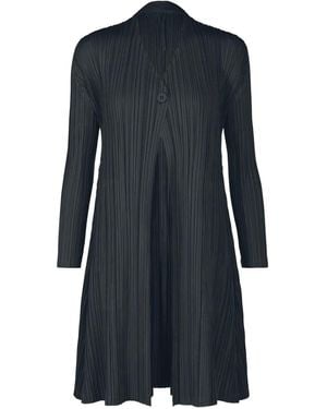 Pleats Please Issey Miyake Buttoned Pleated Jacket - Blue