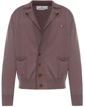 Vivienne Westwood Orb-Embroidered Button-Down Cardigan - Purple