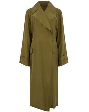 Alberta Ferretti Silk Wrap Trench Coat - Green