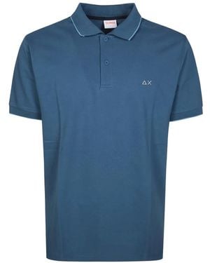 Sun 68 Contrasting-Trims Polo Shirt - Blue