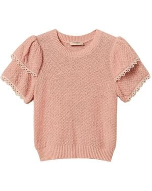 Twinset Crew Neck Jumper With Flounces - Pink