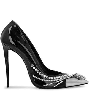 Philipp Plein 105Mm Crystal-Embellished Patent Leather Court Shoes - Black