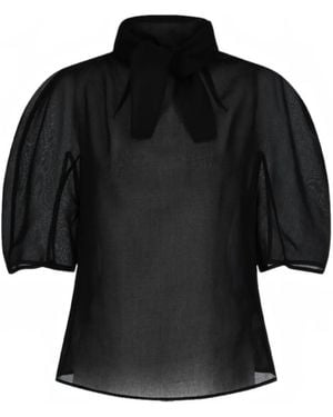 Amomento Knotted Collar Top - Black