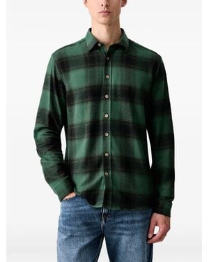 Lindbergh Check-Pattern Flannel Shirt - Green