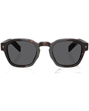 Prada Tortoiseshell-Effect Geometric-Frame Sunglasses - Grey