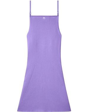 Courreges Ribbed-Knit Mini Dress - Purple